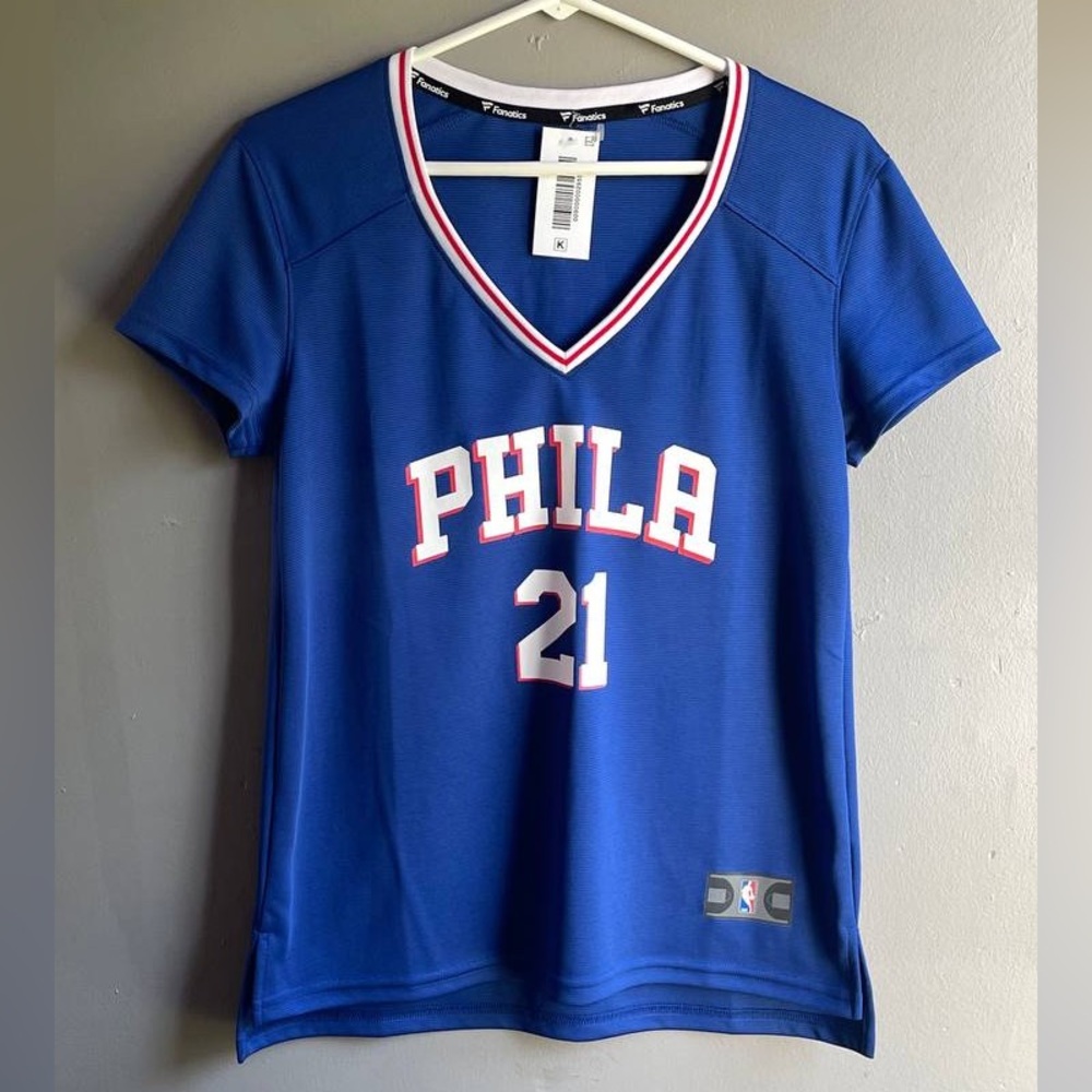 FANATICS‎ WOMENS PHILADELPHIA 76ERS 21 EMBIID  JERSEY BLUE BASKETBALL SZ S SMALL